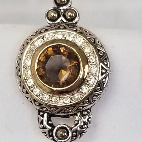 Antiqued Silver and Brown Clip Post Earrings Rhinestones Premier Designs Granny - Picture 3 of 9